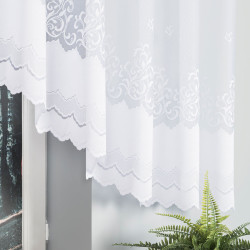 GENOWEFA - Firanka gotowa żakardowa z podcięciem na dole - 450x140 cm - kolor biały
