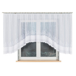 GENOWEFA - Firanka gotowa żakardowa z podcięciem na dole - 450x140 cm - kolor biały