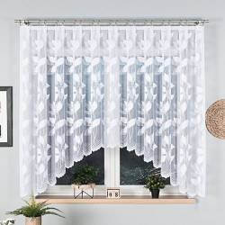 MARTYNA - Firanka gotowa żakardowa z podcięciem na dole - 320x160 cm - kolor biały