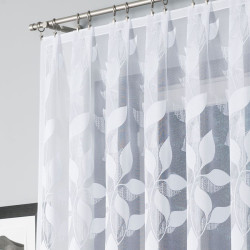 MARTYNA - Firanka gotowa żakardowa z podcięciem na dole - 320x160 cm - kolor biały
