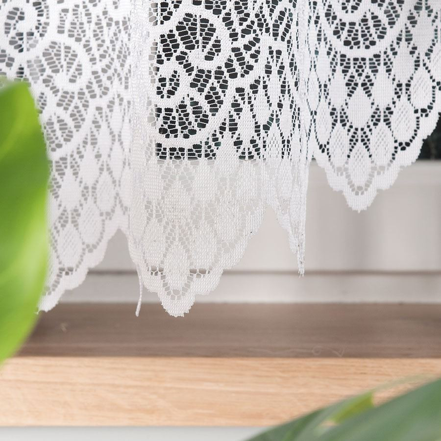 VIOLETTA · firanka gotowa z podcięciem · biała · klasyczny wzór · 300x160