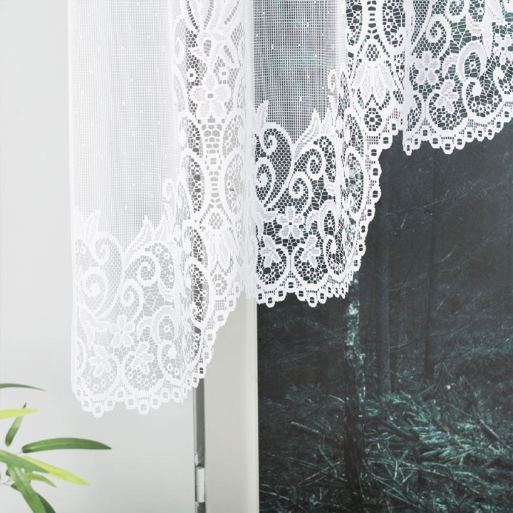 BERENIKA - Firanka gotowa żakardowa z podcięciem na dole - 300x120 cm - kolor biały