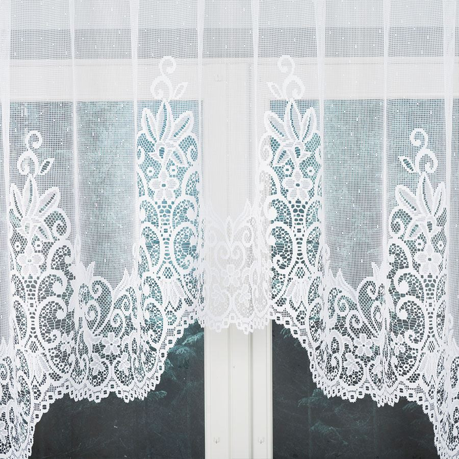 BERENIKA - Firanka gotowa żakardowa z podcięciem na dole - 300x120 cm - kolor biały