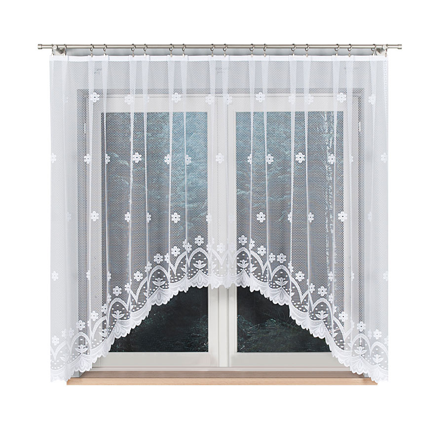 FLORENTYNA - Firanka gotowa żakardowa z podcięciem na dole - 330x160 cm - kolor biały