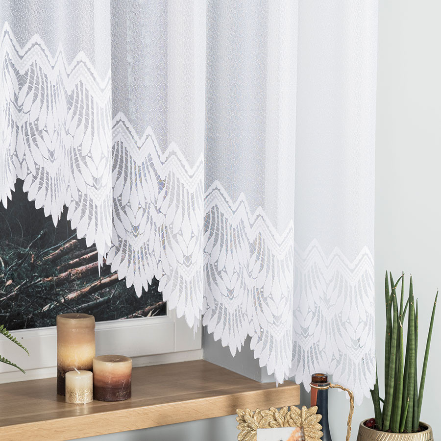 FELICJA · firanka gotowa z podcięciem · biała · wzór dołem · 350x160