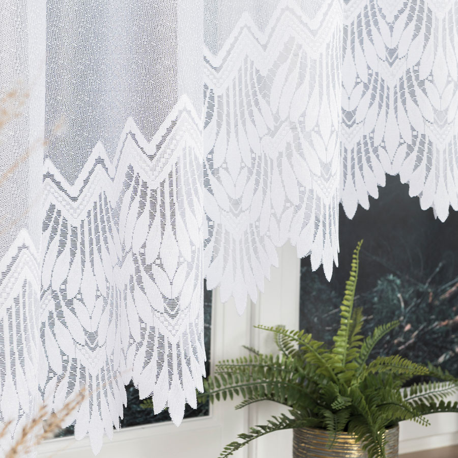 FELICJA · firanka gotowa z podcięciem · biała · wzór dołem · 350x160