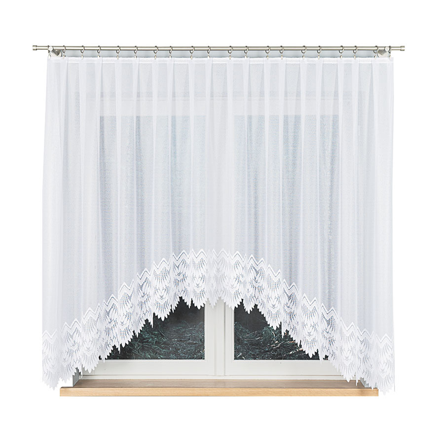 FELICJA · firanka gotowa z podcięciem · biała · wzór dołem · 350x160