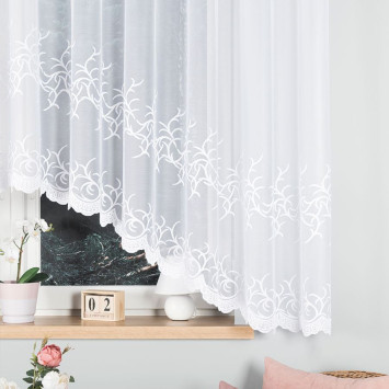 BAKARO - Firanka gotowa żakardowa z podcięciem na dole - 420x160 cm - kolor biały 2