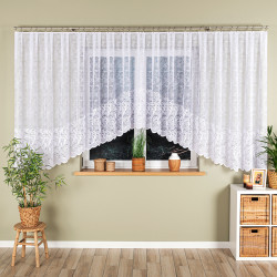 KINGA - Firanka gotowa żakardowa z podcięciem na dole - 600x160 cm - kolor biały