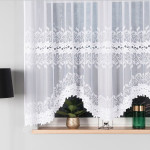 BASTIA · firanka gotowa z podcięciem · biała · ornamenty · 300x160