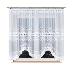 BASTIA · firanka gotowa z podcięciem · biała · ornamenty · 300x160