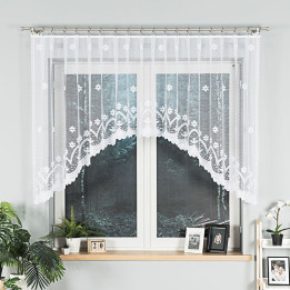 FLORENTYNA - Firanka gotowa żakardowa z podcięciem na dole - 330x120 cm - kolor biały