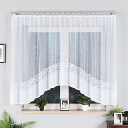 DANIELA - Firanka gotowa żakardowa z podcięciem na dole - 350x155 cm - kolor biały