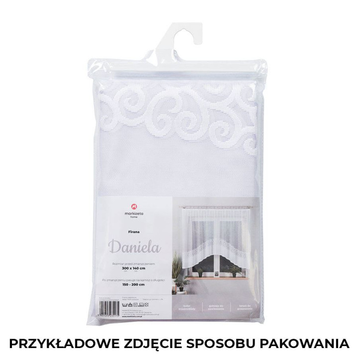 DANIELA - Firanka gotowa żakardowa z podcięciem na dole - 350x155 cm - kolor biały