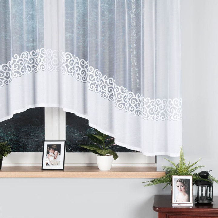 DANIELA - Firanka gotowa żakardowa z podcięciem na dole - 350x155 cm - kolor biały