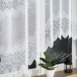 VIOLETTA - Firanka gotowa żakardowa z podcięciem na dole - 250x150 cm - kolor biały