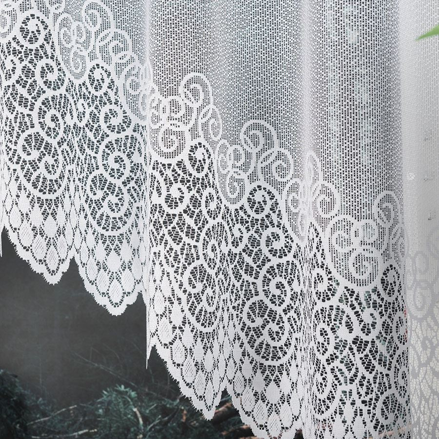 VIOLETTA - Firanka gotowa żakardowa z podcięciem na dole - 250x150 cm - kolor biały