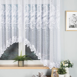 IWONA - Firanka gotowa żakardowa z podcięciem na dole - 400x160 cm - kolor biały