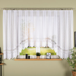 MODESTA - Firanka gotowa żakardowa z podcięciem na dole - 500x160 cm - kolor biały