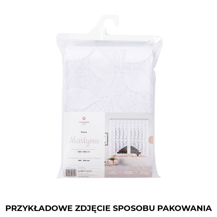MARTYNA - Firanka gotowa żakardowa z podcięciem na dole - 420x160 cm - kolor biały
