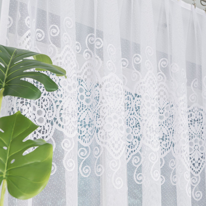 CELINA - Firanka gotowa żakardowa z podcięciem na dole - 300x160 cm - kolor biały