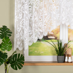 BARBARA · firanka gotowa żakardowa · biała · kwiaty · 300x140