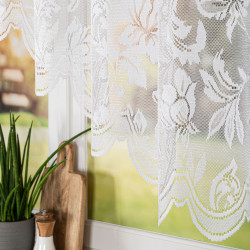 BARBARA · firanka gotowa żakardowa · biała · kwiaty · 300x140