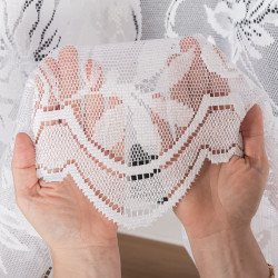 BARBARA · firanka gotowa żakardowa · biała · kwiaty · 300x140