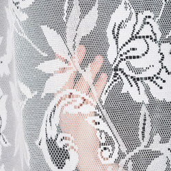 BARBARA · firanka gotowa żakardowa · biała · kwiaty · 300x140