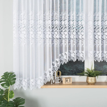 HERNANI - Firanka gotowa żakardowa z podcięciem na dole - 600x160 cm - kolor biały 2