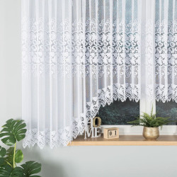 HERNANI - Firanka gotowa żakardowa z podcięciem na dole - 600x160 cm - kolor biały