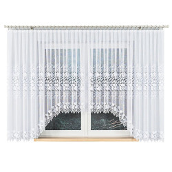 HERNANI - Firanka gotowa żakardowa z podcięciem na dole - 600x160 cm - kolor biały