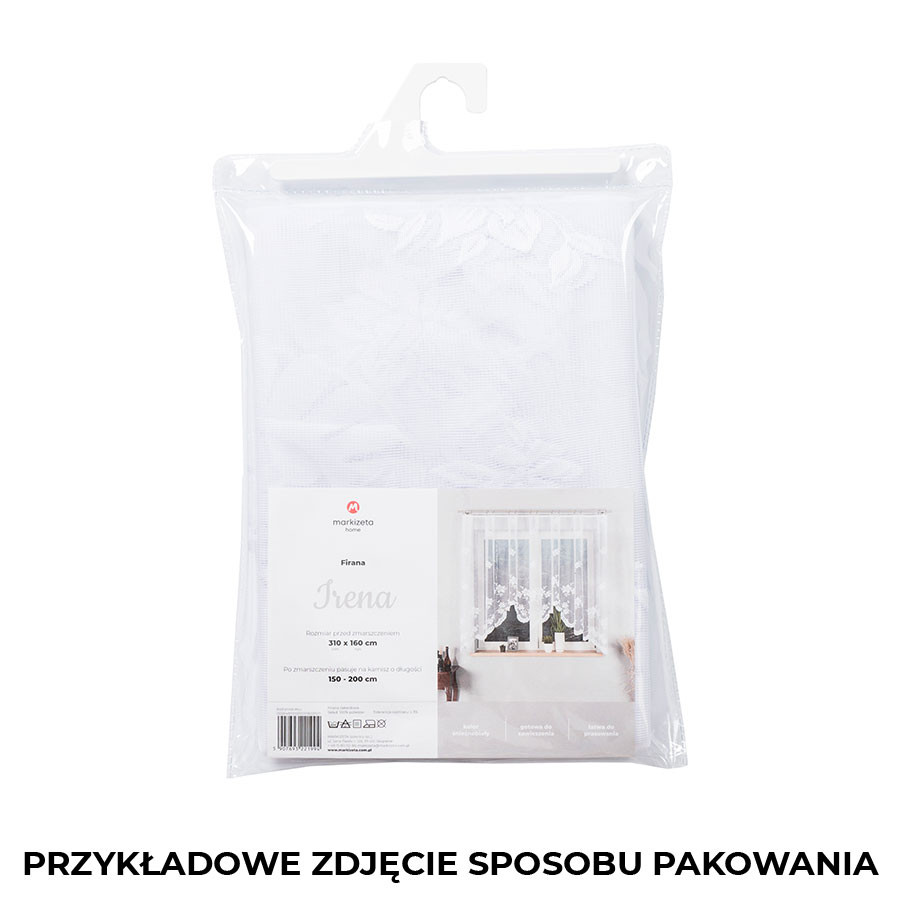 IRENA - Firanka gotowa żakardowa z podcięciem na dole - 310x160 cm - kolor biały