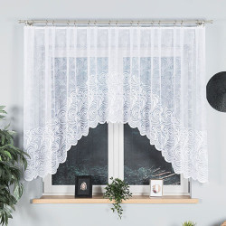 KINGA - Firanka gotowa żakardowa z podcięciem na dole - 300x140 cm - kolor biały