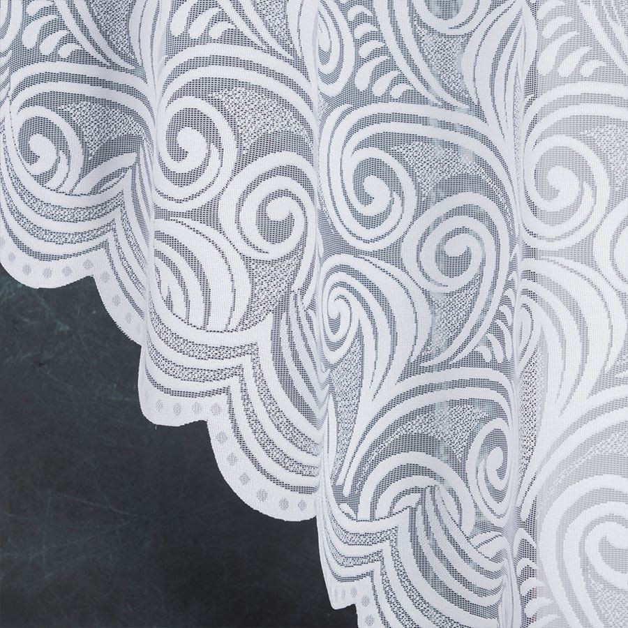 KINGA - Firanka gotowa żakardowa z podcięciem na dole - 300x140 cm - kolor biały