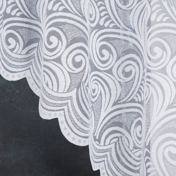 KINGA - Firanka gotowa żakardowa z podcięciem na dole - 300x140 cm - kolor biały
