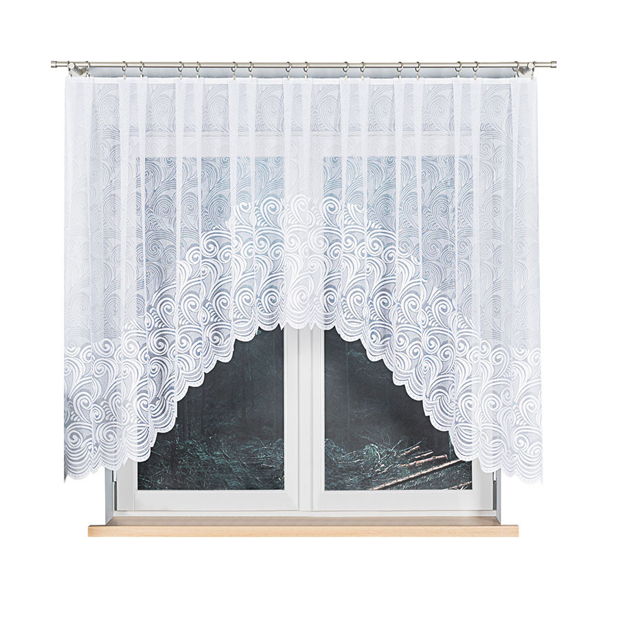 KINGA - Firanka gotowa żakardowa z podcięciem na dole - 300x140 cm - kolor biały