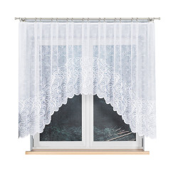 KINGA - Firanka gotowa żakardowa z podcięciem na dole - 300x140 cm - kolor biały