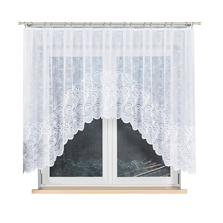 KINGA - Firanka gotowa żakardowa z podcięciem na dole - 300x140 cm - kolor biały