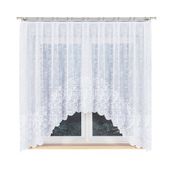 KINGA - Firanka gotowa żakardowa z podcięciem na dole - 300x160 cm - kolor biały