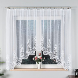 BERENIKA - Firanka gotowa żakardowa z podcięciem na dole - 300x160 cm - kolor biały