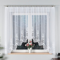 BERENIKA - Firanka gotowa żakardowa z podcięciem na dole - 300x160 cm - kolor biały