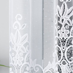 BERENIKA - Firanka gotowa żakardowa z podcięciem na dole - 300x160 cm - kolor biały