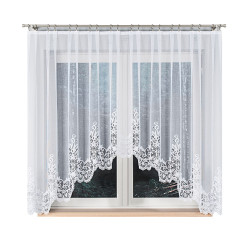 BERENIKA - Firanka gotowa żakardowa z podcięciem na dole - 300x160 cm - kolor biały
