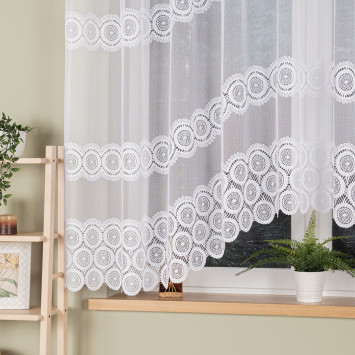 MALWINA - Firanka gotowa żakardowa z podcięciem na dole - 310x160 cm - kolor biały 2