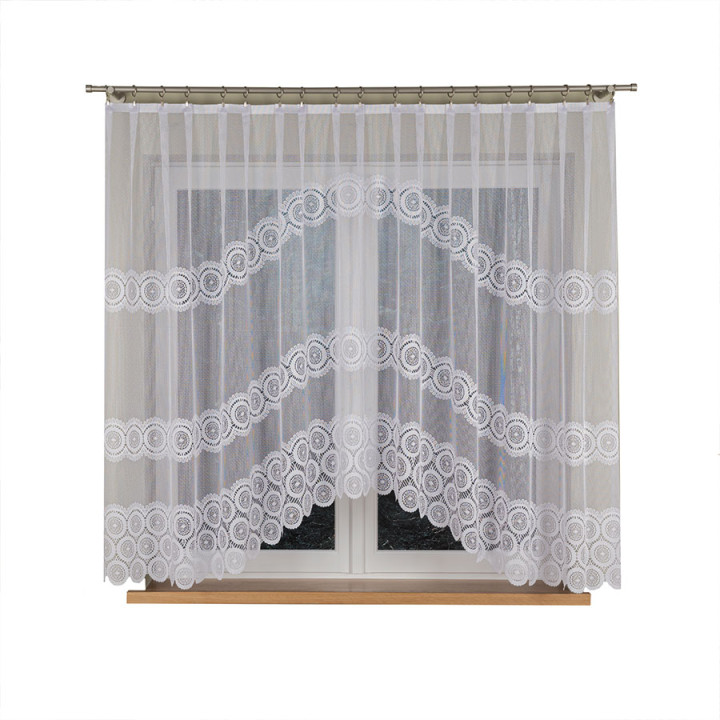 MALWINA - Firanka gotowa żakardowa z podcięciem na dole - 310x160 cm - kolor biały