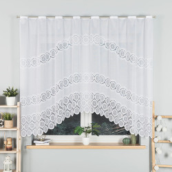 MARIA - Firanka gotowa żakardowa z podcięciem na dole - 250x160 cm - kolor biały