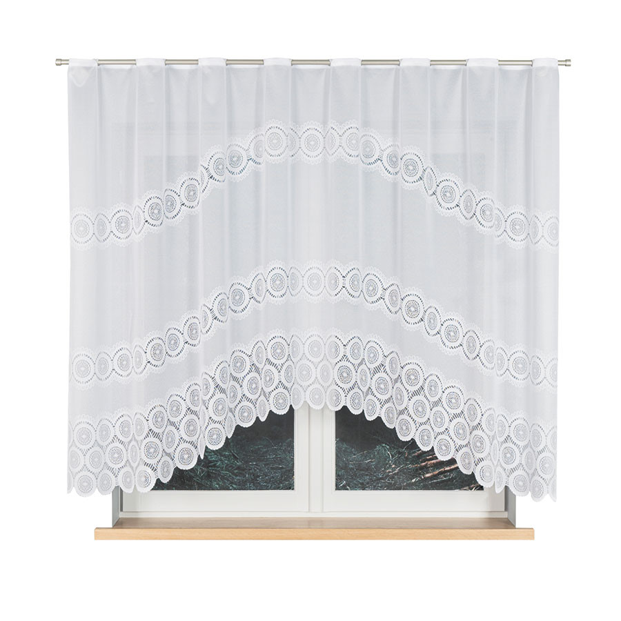 MARIA - Firanka gotowa żakardowa z podcięciem na dole - 250x160 cm - kolor biały