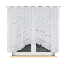 MARIA - Firanka gotowa żakardowa z podcięciem na dole - 250x160 cm - kolor biały