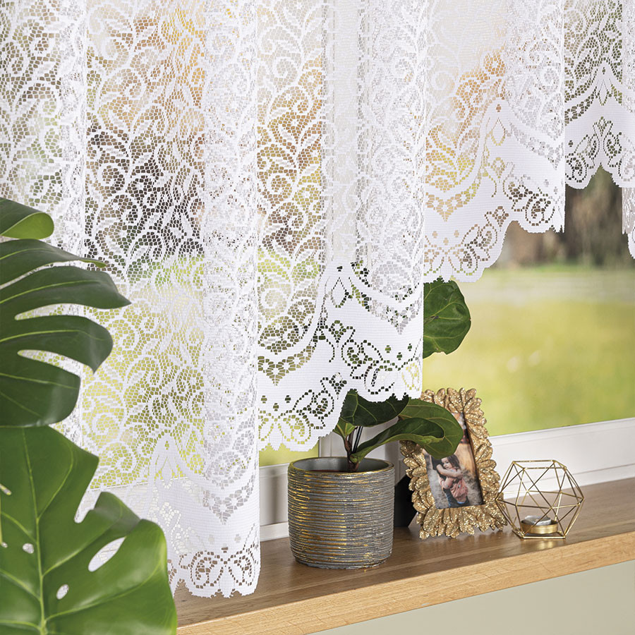 BOGUMIŁA · firanka gotowa żakardowa · biała · klasyczny wzór · 300x160